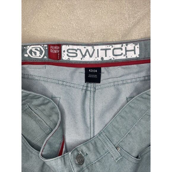 Switch Premium Denim Straight Leg Blue/Green Jeans Men’s Actual Size W41 L33 - Picture 4 of 7